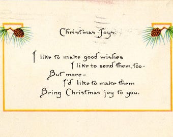 Vintage 1924 Christmas Postcard – Holiday Greetings, Happy Holidays (Used)