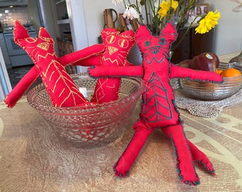 Folk Style Kitty Cat - Stuffed Animal - Rag Doll