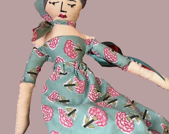 Mademoiselle - Elegant Rag Doll - Based on Ann Wood Pattern - Hand-made, All Cotton
