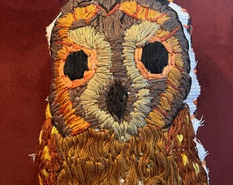 Stuffed Toy Owl - Embroidered by Hand