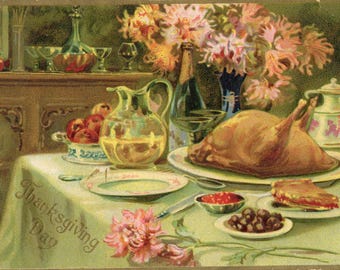 Vintage 1909 Thanksgiving Postcard – Turkey, American Thanksgiving (Used)