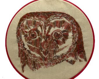 Barn Owl - Hand-sewn Embroidery in Hoop