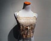 Antique Edwardian Silk Hand Embroidered Corset Top Cover, c. 1900