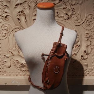 Vintage Trussardi Water Bottle Brown Leather Bag, c. 2000
