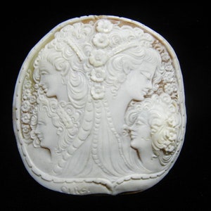 Extraordinary Antique Shell Cameo, Hand Carved in Italy, Signed Cirgi