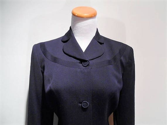 Vintage Navy Blue Wool Worsted Jacket or Sport Coa
