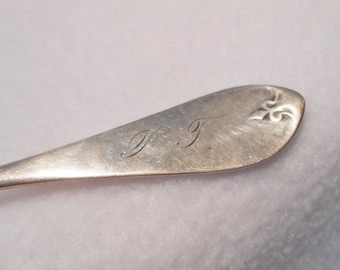 Antique E. W. Trask Coin Silver Spoon With Monogram P.T., c. 1850