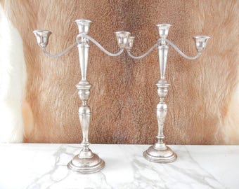 Gorham Vintage Three Sterling Silver Weighted Candleholders #667
