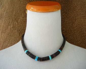 Vintage Santo Domingo Turquoise Heishi Necklace, 1978