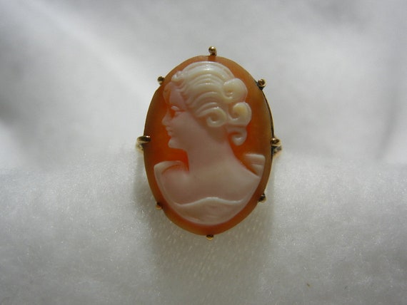 Antique Cameo and 14KT Gold Ring, c. 1920 - image 1