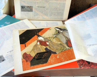Vintage Genji Monogatari Emaki Lithographs - Silk Boxed Set, 1961