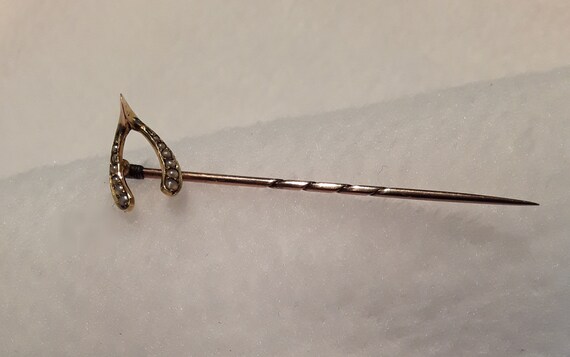 Antique Victorian to Edwardian Stick Pin, 15K 15c… - image 9