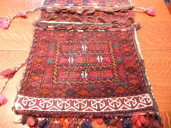 Vintage Carpet Bag Camel Saddle Bags With Tassels, 42