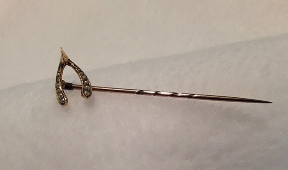 Antique Victorian to Edwardian Stick Pin, 15K 15c… - image 6