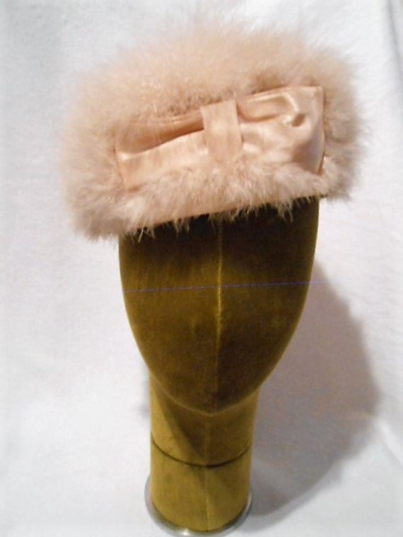 Vintage Hat, Fluffy Pink Marabou Feather Jo, Giova