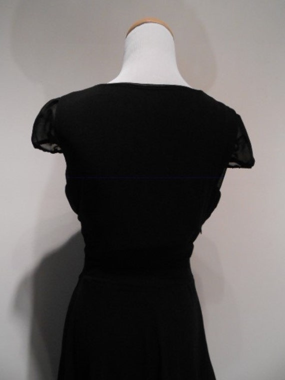 Vintage Black Silk Dress, LBD, Tea Length Custom … - image 4