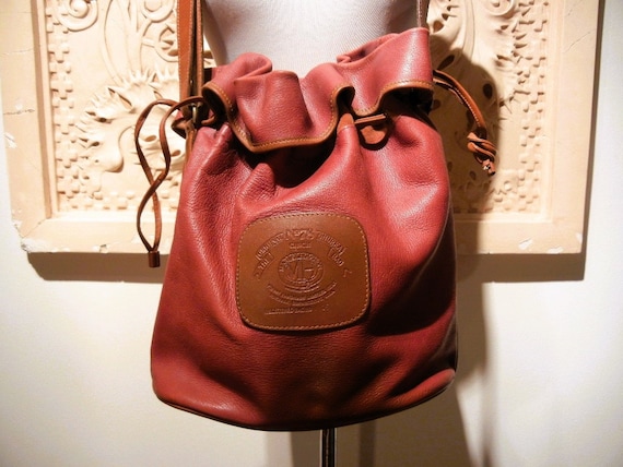 LONGCHAMP Brown Leather Vintage Drawstring Bucket Shoulder Bag 