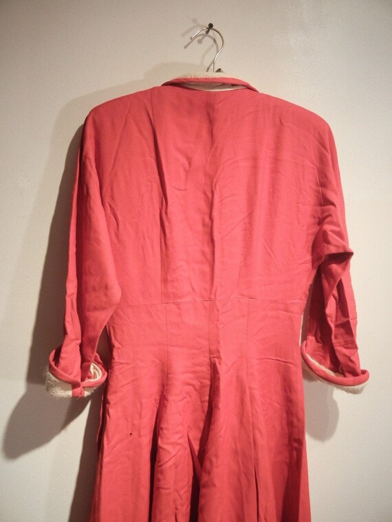 Vintage 1930's Red Wool Christmas Dress, With Rhi… - image 8