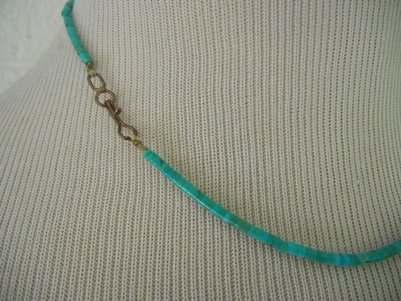 Vintage Turquoise Heishi Worm or Snake Necklace, … - image 6