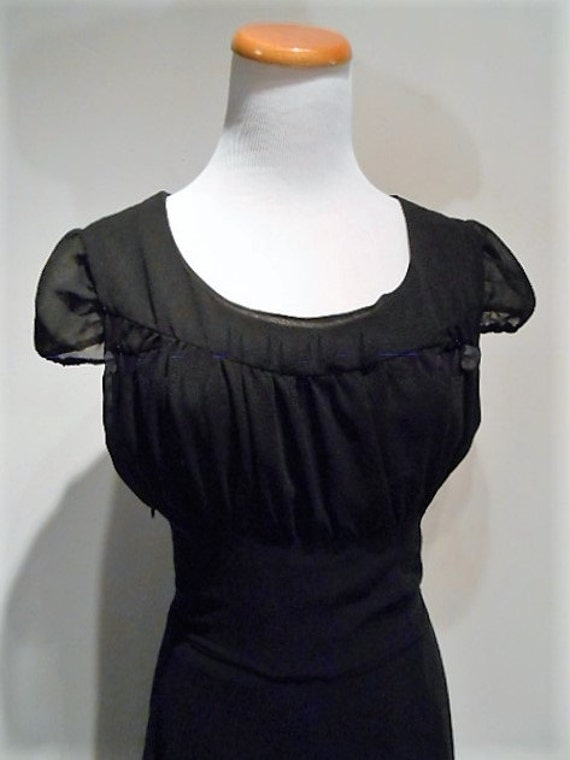 Vintage Black Silk Dress, LBD, Tea Length Custom … - image 1