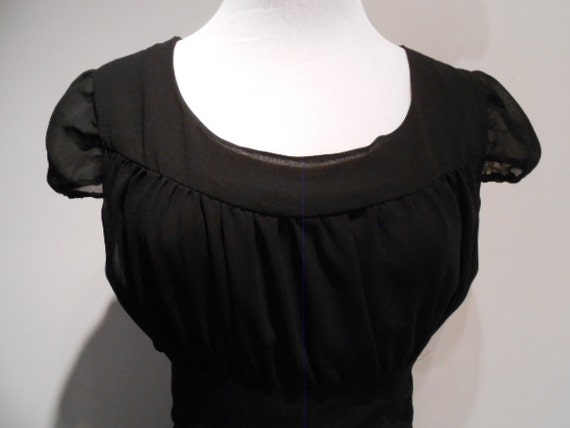 Vintage Black Silk Dress, LBD, Tea Length Custom … - image 2