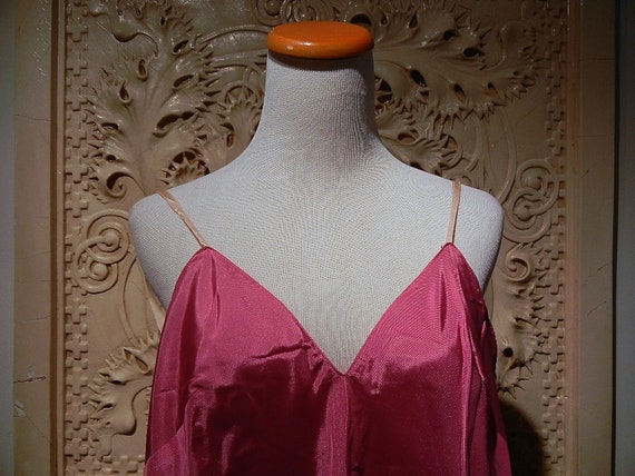 Vintage Pink or Fuschia Rayon Satin Slip, c. 1930 - image 5