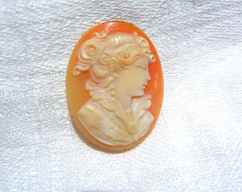 Antique Shell Cameo, Unmounted, Livorno, Italy, Artist Signed, c. 1910