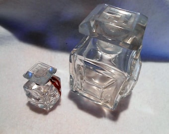 Vintage Lucien LeLong Art Deco Crystal Perfume Bottle Set, c. 1940