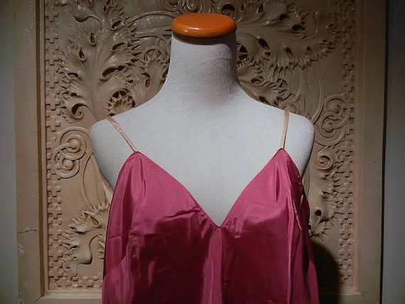 Vintage Pink or Fuschia Rayon Satin Slip, c. 1930 - image 1