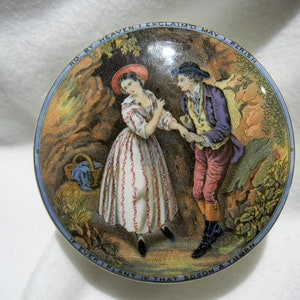 Antique Prattware Pot Lid Jar: Polychrome Shaving Cream Container, c. 1890