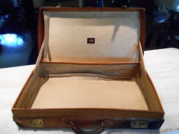 Brooks Brothers ビンテージ　レザースーツケース　おまけ付き Antique Brooks Brother's Leather and Linen Suitcase, C. 1910