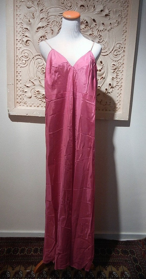 Vintage Pink or Fuschia Rayon Satin Slip, c. 1930 - image 2