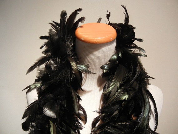 Antique Black Rooster Feather Boa, c. 1920