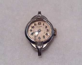 Art Deco Platinum Ladies Elgin Watch, Keeps Time Beautifully, c. 1950