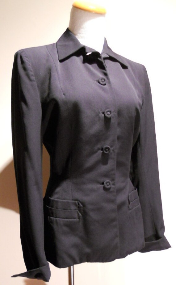 1940's Superior Forstmann Navy Blue Wool Worsted … - image 2