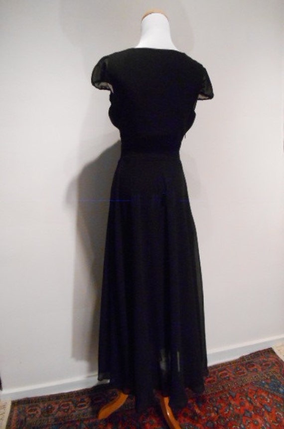 Vintage Black Silk Dress, LBD, Tea Length Custom … - image 5