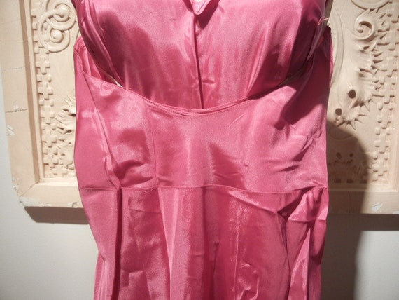 Vintage Pink or Fuschia Rayon Satin Slip, c. 1930 - image 7