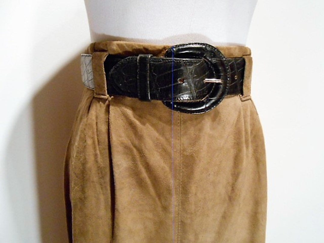 Vintage Ellen Tracy Skirt Olive Suede Leather Skirt Linda - Etsy