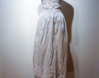 Antique Tuck Stitch and Lace Cotton Petticoat, Super Petite, c. 1910