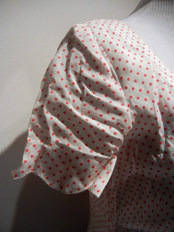 Vintage Red Polka Dot Tea Dress Garden Lawn Party… - image 4