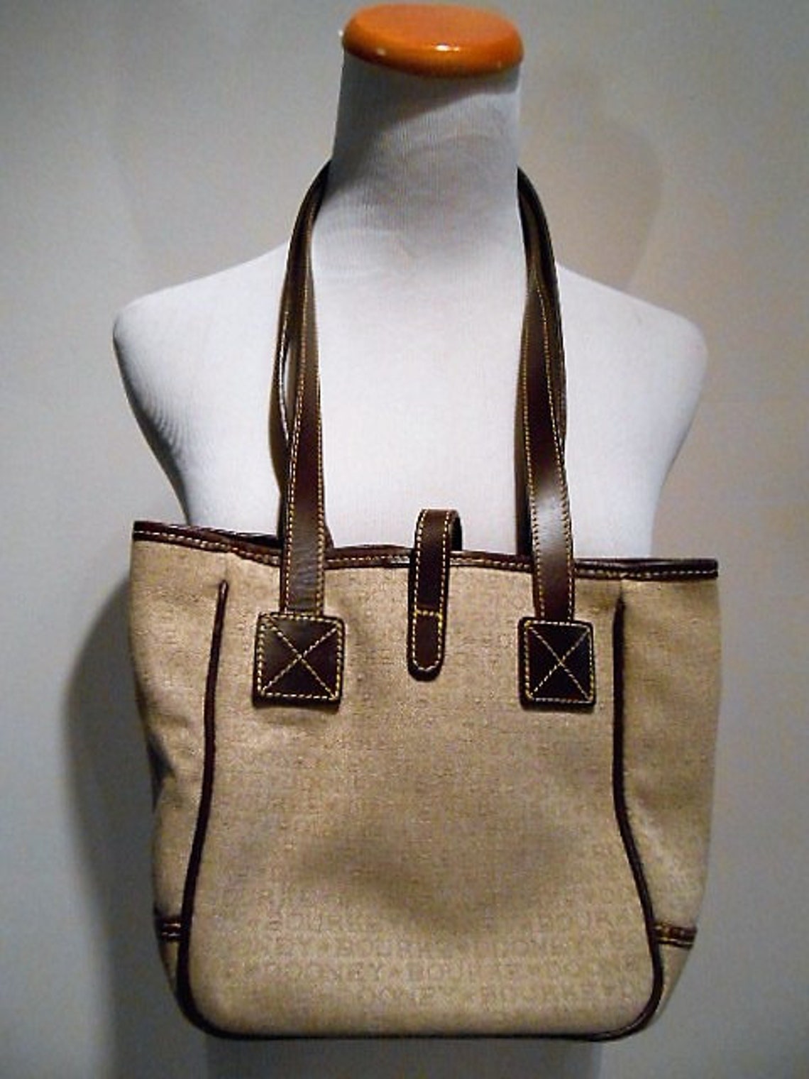 Vintage Dooney and Bourke Brown Leather and Canvas Twill - Etsy