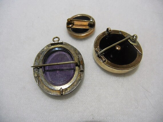 Victorian Mourning Jewelry, Two Pins and a Locket… - image 3