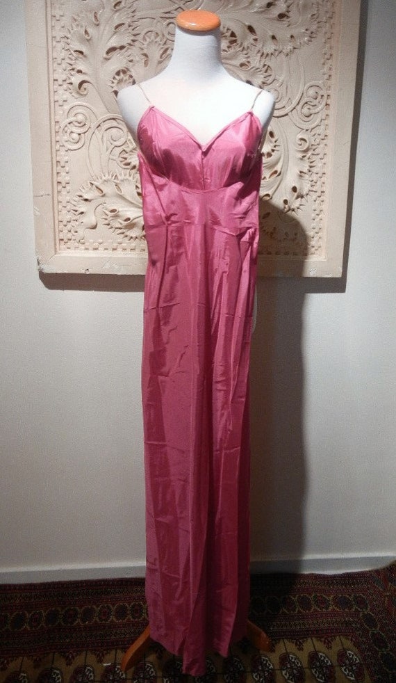 Vintage Pink or Fuschia Rayon Satin Slip, c. 1930 - image 8