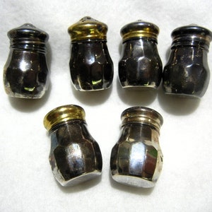 6 Vintage Sterling Silver Salt and Pepper Shakers, With Liners, Made by Watson Silver, c. 1960
