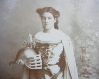 Crazy Antique Roller Skating Joan of Arc Postcard, c. 1908