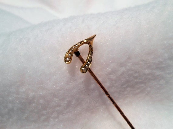 Antique Victorian to Edwardian Stick Pin, 15K 15c… - image 2