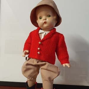 Rare Patsy Ann Doll: 1930s Equestrian Outfit, Hand-Knitted Jacket