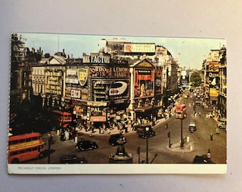 Vintage Piccadilly Circus Postcard – Cotman-Color Real Photo by Jarrold & Sons – Unused