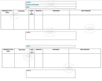 Modèle de base de suivi client Personal Trainer | PDF modifiable | Imprimer et écrire