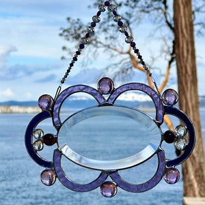 Beveled Stained Glass Suncatcher, Stained Glass Panel for Home Decor, Window Hanging, Patio or Garden Ornament, Beveled Glass Window Decor